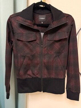 Liverpool Men's Red and Black Plaid Zip-Up Jacket